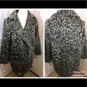 Ava &Viv leopard print button front coat